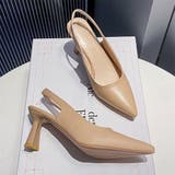ベージュ | パンプス ポインテッドトゥ 太ヒール | Miniministore