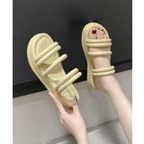 クリーム | ミュールサンダル 厚底 ストラップ 夏靴 | Miniministore
