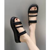 ブラック | ミュールサンダル 厚底 ストラップ 夏靴 | Miniministore