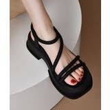 ブラック | 厚底 ストラップサンダル 韓国風 美脚 | SUNSHINE CLOSET