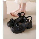 ブラック | 厚底サンダル 太ヒール 美脚 春夏 | Miniministore