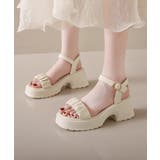 アイボリー | 厚底サンダル 太ヒール 美脚 春夏 | Miniministore