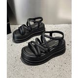ブラック | ストラップサンダル 厚底 韓国風 夏靴 | Miniministore
