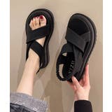 ブラック | 厚底サンダル クロスベルト 韓国 夏靴 | Miniministore