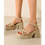 ダークベージュ | サンダル 厚底太ヒール クロスストラップ | SUNSHINE CLOSET