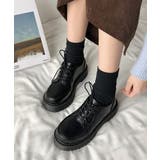 ブラック | 厚底ローファー レースアップ 美脚くつ | Miniministore