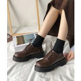ブラウン | 厚底ローファー レースアップ 美脚くつ | Miniministore