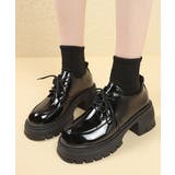 エナメル | ローファー レディース 厚底 編み上げ | Miniministore
