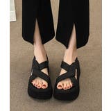 ブラック | 厚底サンダル クロスベルト レディース夏 | Miniministore