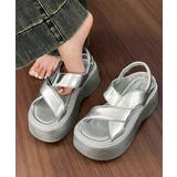 シルバー | 厚底サンダル クロスベルト レディース夏 | Miniministore