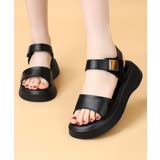 ブラック | 厚底 ベルクロサンダル 美脚 韓国風夏靴 | Miniministore
