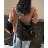 ブラック | デニム ショルダーバッグ A4 大容量 | SUNSHINE CLOSET
