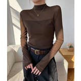 ブラウン | カットソー レディース 長袖 透け感 | ANGELCLOSET