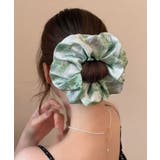 グリーン | シュシュ マーブル柄 ボリュームヘアゴム | Miniministore