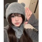 グレー | くま耳ニット帽 レディース 韓国風 | Miniministore