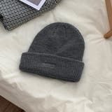ダークグレー | ニット帽子 レディース 英字ロゴ 7色 | Miniministore