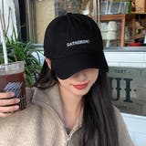 ブラック | キャップ 刺しゅう 英字ロゴ 帽子 韓国 | SUNSHINE CLOSET