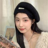 ブラック | ニットベレー帽 起毛 レディース 秋冬 | Miniministore