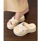 アイボリー | 厚底サンダル クロスベルト レディース | Miniministore
