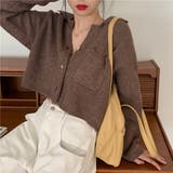 ブラウン | ショート丈ニット カーディガン トップス | Miniministore