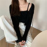 ブラック | ニットカーディガン キャミ セット 5色 | Miniministore