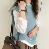 くすみブルー | ニットベスト レディース ニットジレ | Miniministore