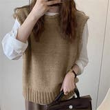 薄ブラウン | ニットベスト レディース ニットジレ | Miniministore