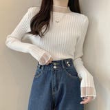 ホワイト | 長袖 ニットセーター レディース レース | SUNSHINE CLOSET