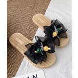 ブラック | リボンサンダル レディース スリッパ | Miniministore