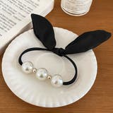 ブラック | ヘアゴム パール リボン 髪ゴム 韓国 | Miniministore