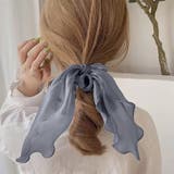 ブルーグレー | シュシュ 透け感サテン ヘアゴム 韓国風 | Miniministore