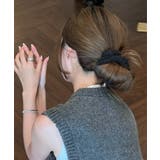 ブラック | シュシュ 編み 秋冬 ニットヘアゴム | Miniministore