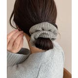 グレー | シュシュ 編み 秋冬 ニットヘアゴム | Miniministore