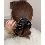 ブラック | サテンシュシュ ヘアゴム ボリューム | Miniministore