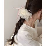 アイボリー | 透け感ヘアゴム シュシュ 蝶結び 韓国風 | ANGELCLOSET