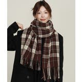 ブラウン | 大判マフラー チェック柄 秋冬レディース | Miniministore