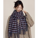 ブルー | 大判 マフラー フリンジストール 韓国風 | Miniministore