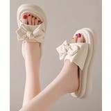 アイボリー | 厚底サンダル リボン スリッパサンダル | Miniministore