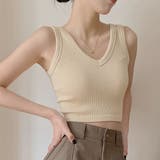 ベージュ | カップ付き タンクトップ ショート丈 | Miniministore