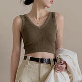 カーキブラウン | カップ付き タンクトップ ショート丈 | Miniministore