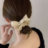 ベージュ | リボンシュシュ キラキラヘアゴム 蝶結び | Miniministore