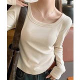 ベージュ | 長袖Tシャツ レディース スクエアネック | ANGELCLOSET