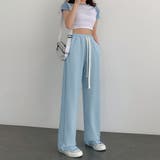ライトブルー | セミワイドパンツ ハイウエスト 全4色 | Miniministore
