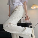 アイボリー | 無地ロングパンツ 厚手 脚長パンツ 秋冬 | Miniministore