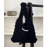 ブラック | ミニハンドバッグ 英字ロゴ ニットバッグ | Miniministore