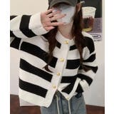 ブラック | ボーダー柄セーター ニットカーディガン | Miniministore