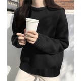 ブラック | ニットセーター リブニット 秋冬 長袖 | Miniministore