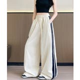 アイボリー | ワイドパンツ 配色 サイドライン 春夏 | Miniministore