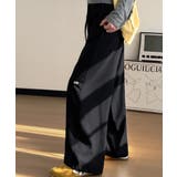 ブラック | ハート刺しゅう ワイドパンツ 春夏秋 | Miniministore