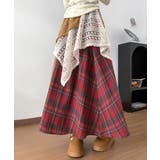 レッド | チェック柄 イレヘムスカート レース切替 | Miniministore